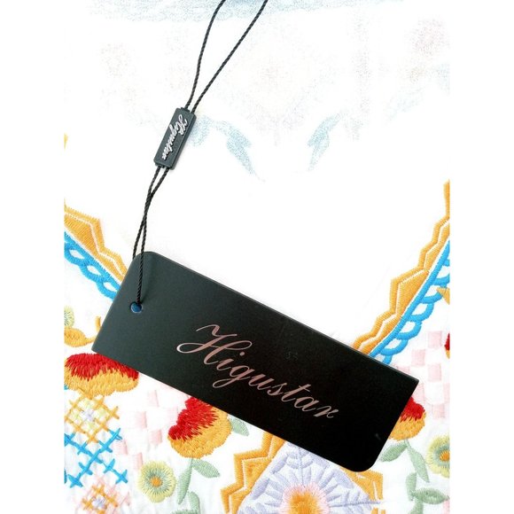 Embroidered Boho Blouse Top Women Medium Bohemian Higustar White Floral Peasant - Picture 8 of 9